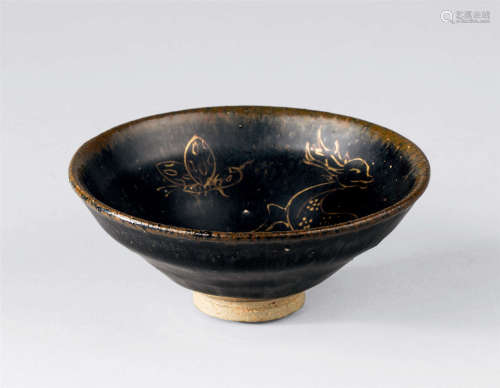 宋代（960-1279） 描金鹿纹天目茶碗