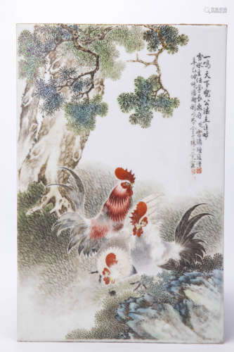 A Chinese Famille Rose Porcelain Panel