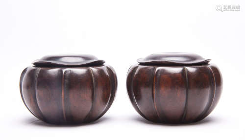A Pair of Chinese Huali Wood Boxes