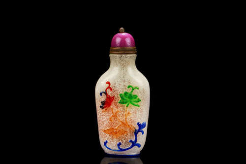 SIX COLOR OVERLAY GLASS SNUFF BOTTLE