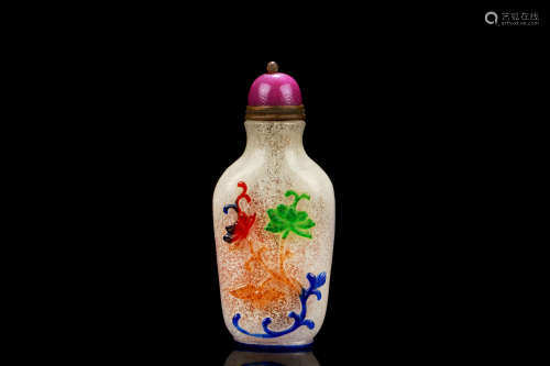 SIX COLOR OVERLAY GLASS SNUFF BOTTLE