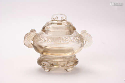 A Chinese Crystal Zun Incense Burner