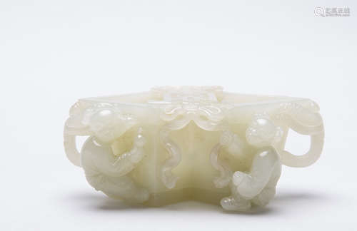 A Chinese White Jade Brush Washer 