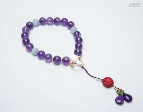 A Chinese Purple Crystal Bracelet
