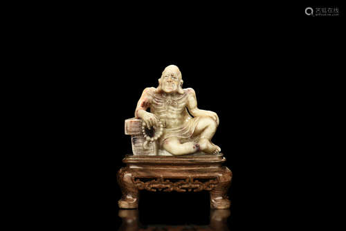 Shoushan Furong stone carved Arhat figure