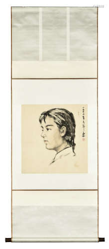 Jiang Zhaohe: ink on paper painting 'Portrait'