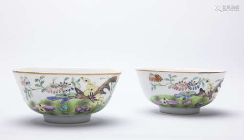 A Pair Of  Chinese Famille Rose Bowls