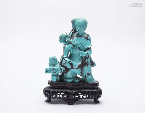 A Chinese Turquoise Figure Of Girl