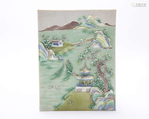 A Chinese Famille Rose Porcelain Panel