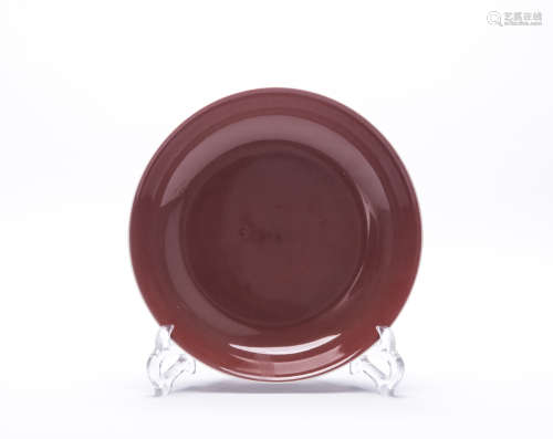 A Chinese Red Glazed Plate