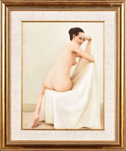 Zhai Xinjian: framed oil painting 'Nude Girl'