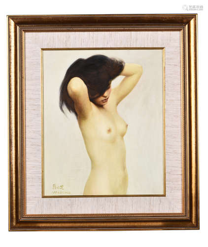 Zhai Xinjian: framed oil painting 'Nude Girl'