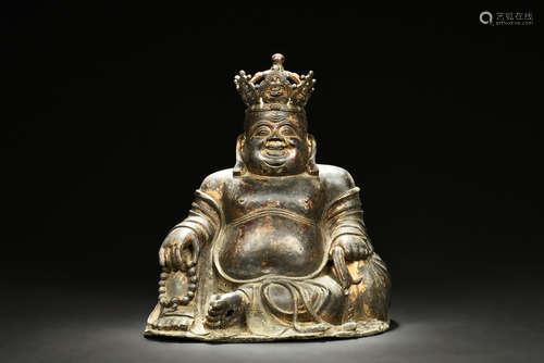 Bronze cast Maitreya Buddha seated figure