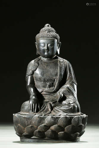 Bronze cast Shakyamuni seated figure