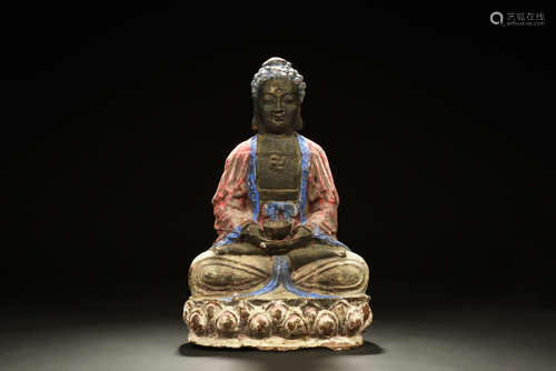 Bronze cast Shakyamuni seated figure