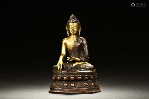 Gilt bronze Shakyamuni seated figure