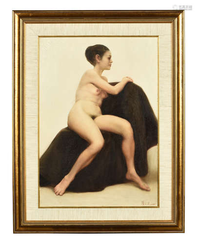 Zhai Xinjian: framed oil painting 'Nude Girl'