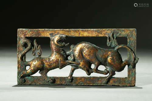 Gilt bronze 'Mythical Beast' plaque