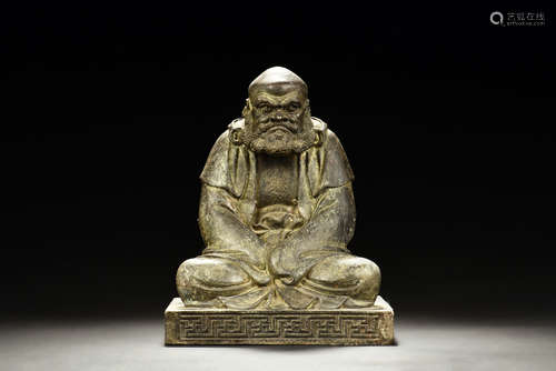 Bronze cast Bodhidharma seated figure