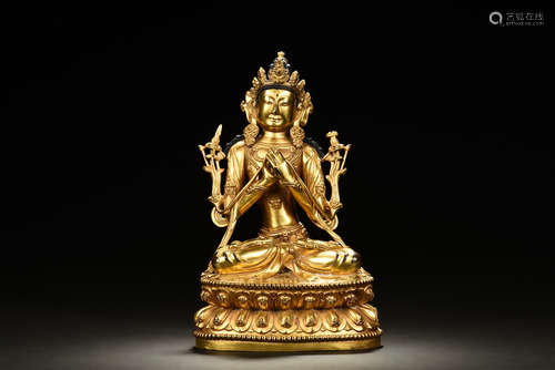 Gilt bronze Avalokiteshvara seated figure