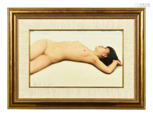 Zhai Xinjian: framed oil painting 'Nude Girl'