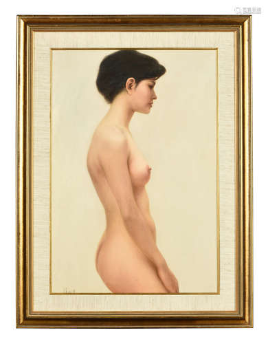 Zhai Xinjian: framed oil painting 'Nude Girl'