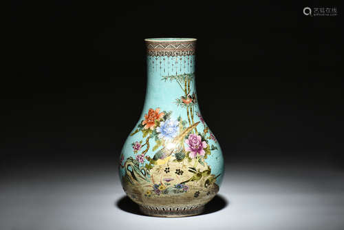 Famille rose 'Flowers and Birds' vase