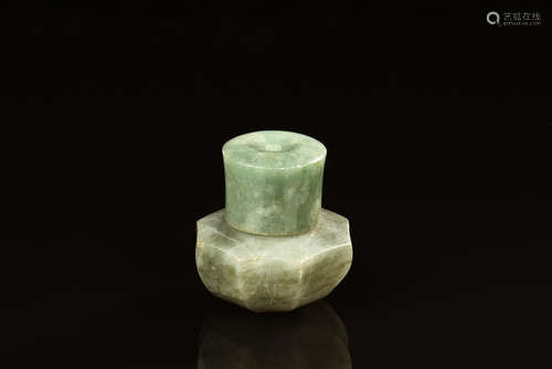 Two jadeite carved opium-smoking accessories