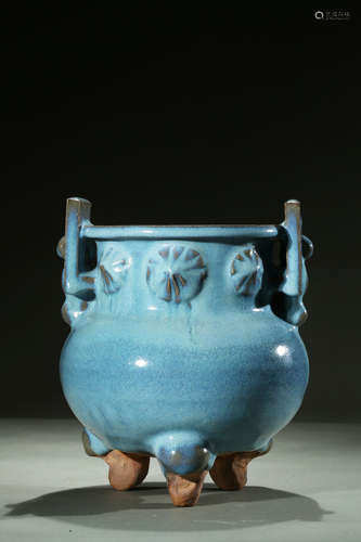 Jun ware blue glazed tripod censer