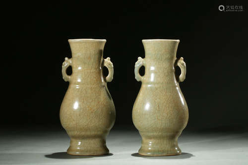 Pair of Longquan ware 'Fish' vases