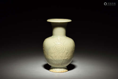 Celadon glazed and impressed 'Flowers' vase