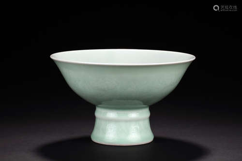 Celadon glazed and impressed 'Flowers' stem bowl