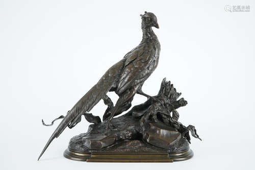 J. Moigniez (1835-1894), Groupe en bronze de faisans, 19me