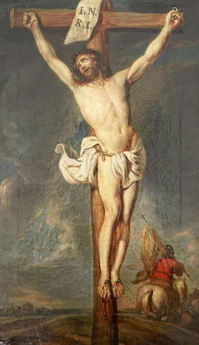 Christ sur la croix, huile sur toile, 18me