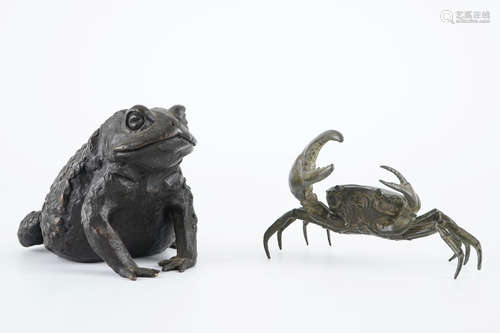 Un crabe et un crapaud en bronze, d'aprs l'Antique ou des souvenirs du Grand Tour, 19/20me