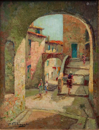 Charles Verbrugghe (Bruges, 1877-1974), Une vue ˆ Menton, huile sur panneau