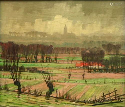 Achiel Van Sassenbrouck (1886-1979), Une vue rurale ˆ Tielt, huile sur toile