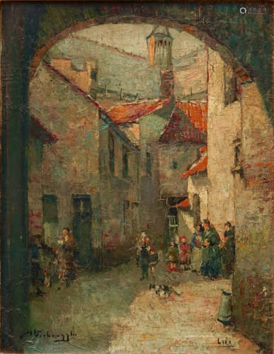 Charles Verbrugghe (Bruges, 1877-1974), Une vue ˆ Lier, huille sur panneau