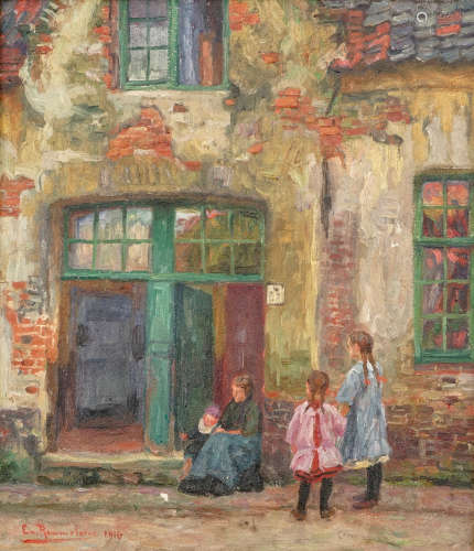 Emile Rommelaere (1873-1961), une vue ˆ Bruges, huile sur toile, datŽ 1916