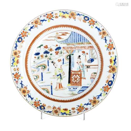 Large plate with 'figures' in Chinese porcelain, Qianlong