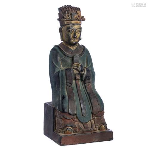 Bronze dignitary figure with calligraphy