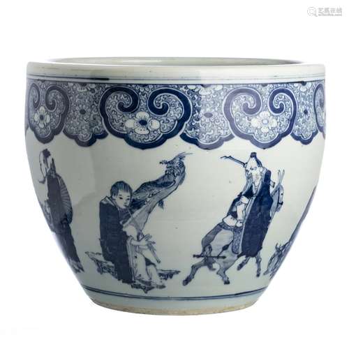 'Eight Immortals' cachepot in chinese porcelain, Guangxu