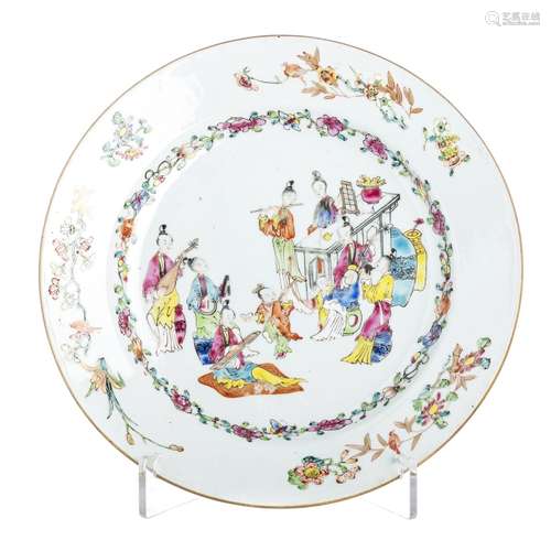 Plate 'Musicians' in Chinese porcelain, Qianlong