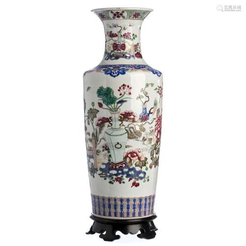 Vase 'pots with flowers' in Chinese porcelain, Guangxu