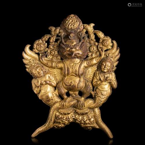 Tibetan gilt copper plaque of Garuda, 18th century