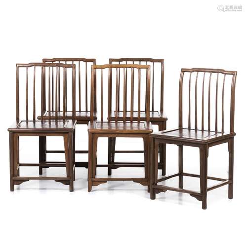 Five Chinese chairs with a slatted backrest, Minguo