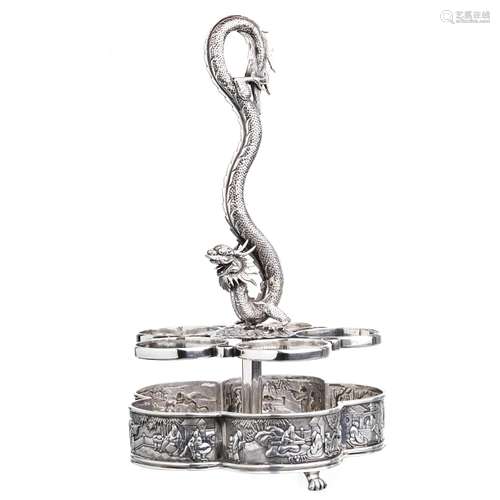 HOACHING - Cruet base in Chinese silver