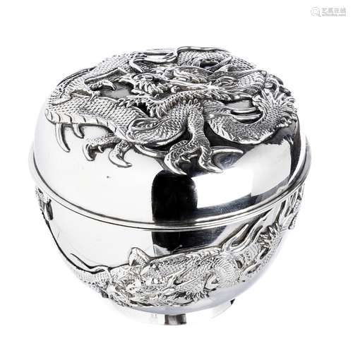 Japanese dragon silver Tea box