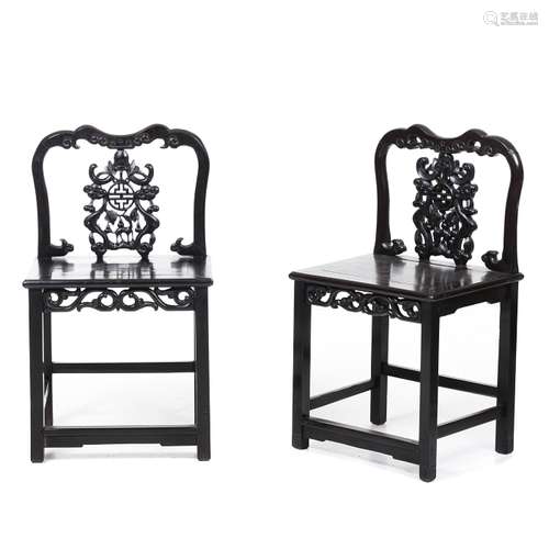 Pair of Chinese Hongmu chairs