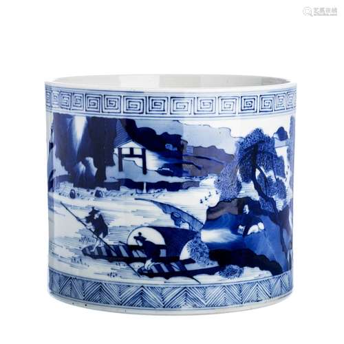 Large brushpot in Chinese porcelain, Guangxu